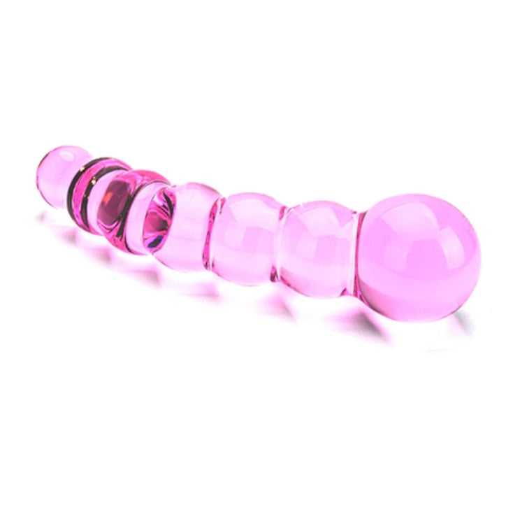 Loveangels Tempered Glass Pink Bead 15cm Dildo