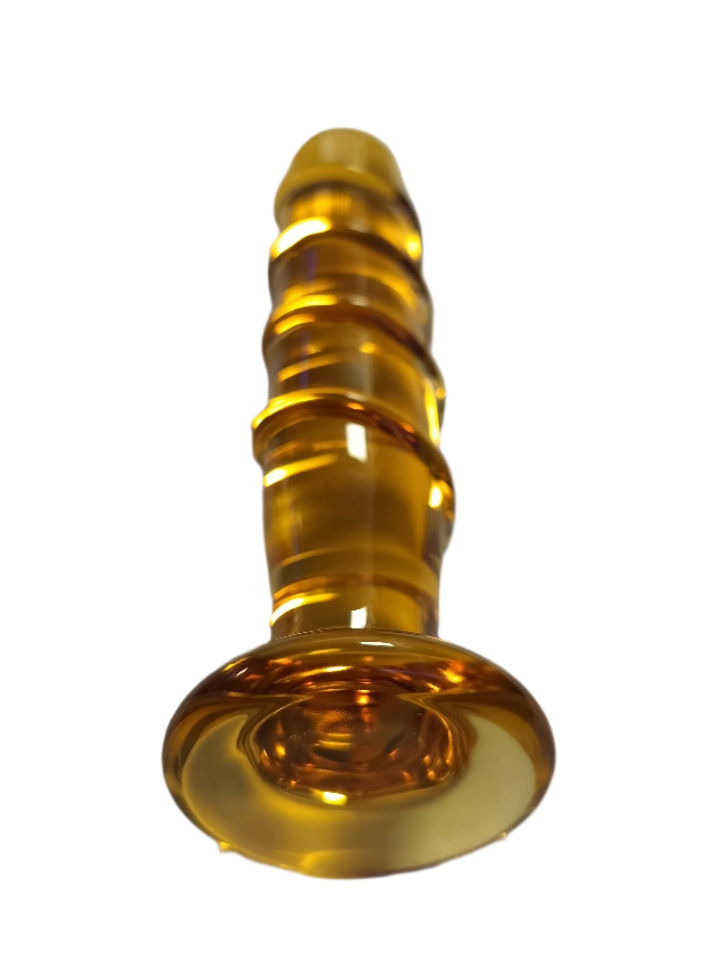Loveangels Tempered Glass Straight Ribbed 5.5 Inch Dildo base