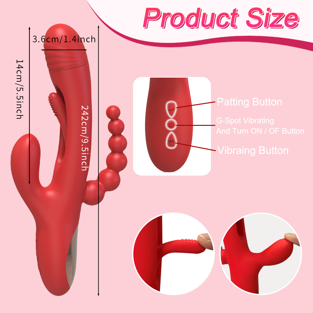 Loveangels Triple Trident Rabbit Vibrator Size