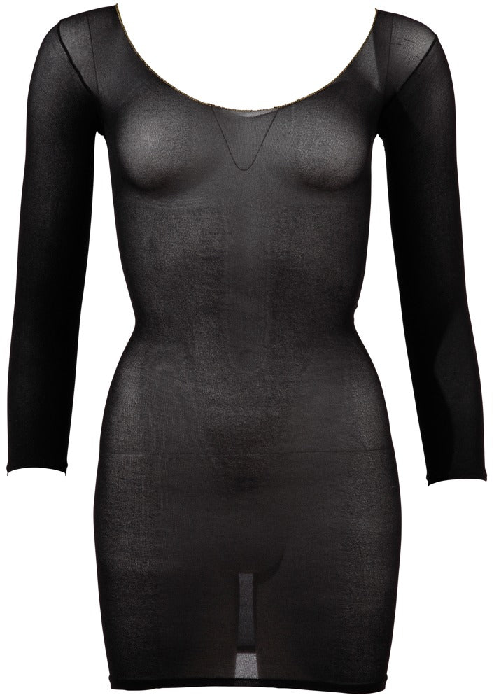 NO:XQSE Sheer Dress With Gold Hem Edge front