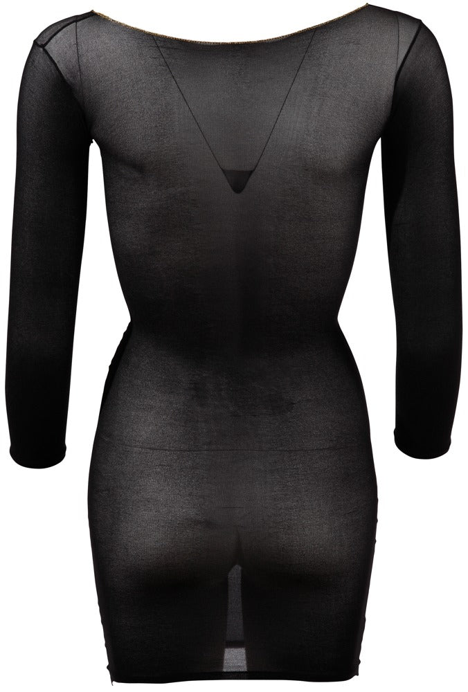 NO:XQSE Sheer Dress With Gold Hem Edge back