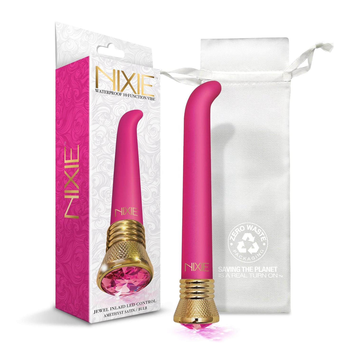 Nixie Jewel Satin G-Spot Vibe with box and bag