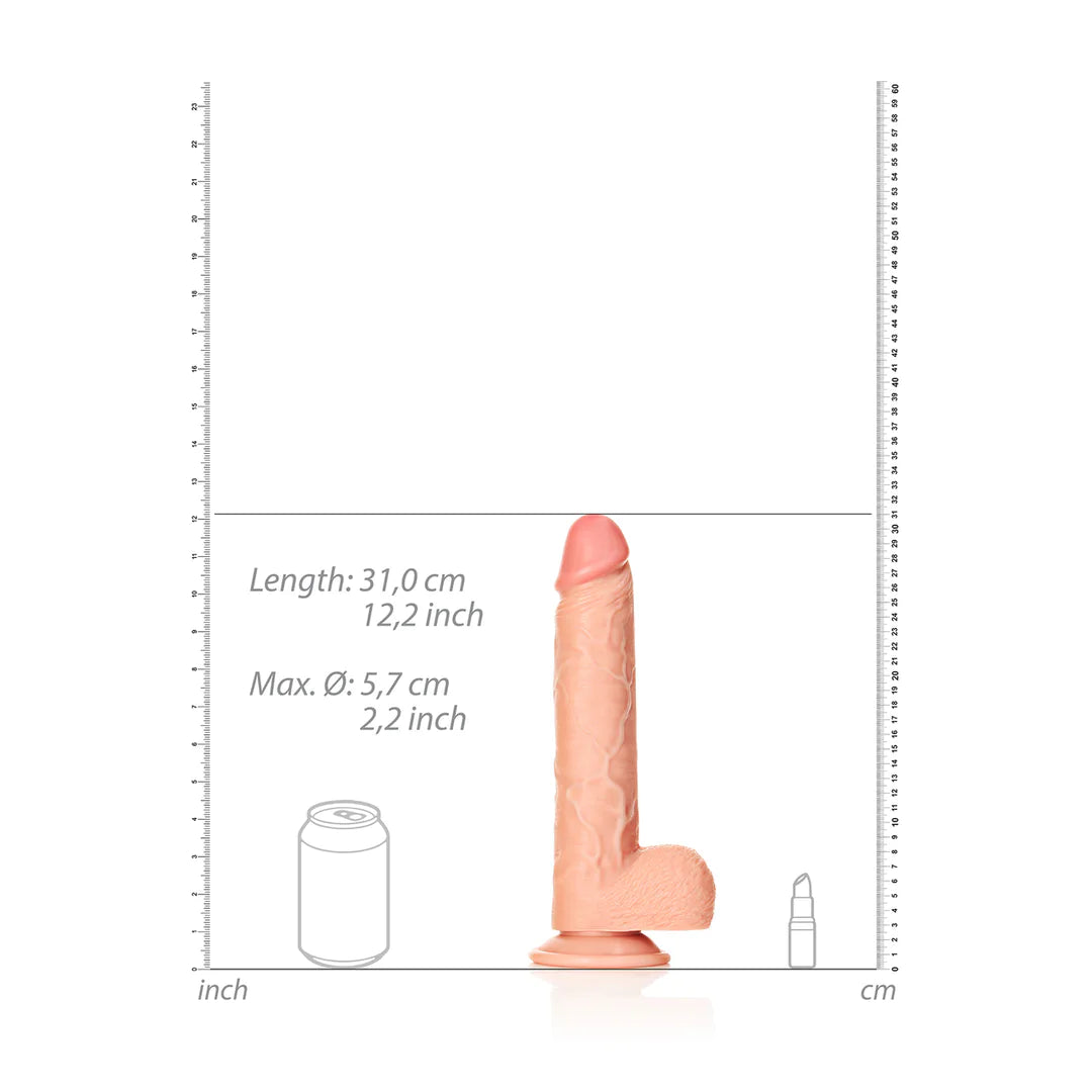 RealRock 11 Inch Straight White Dildo with Balls Size Comparison