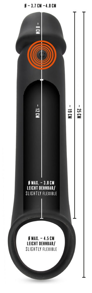 Rebel Remote Control Vibrating Penis Extension Sleeve size