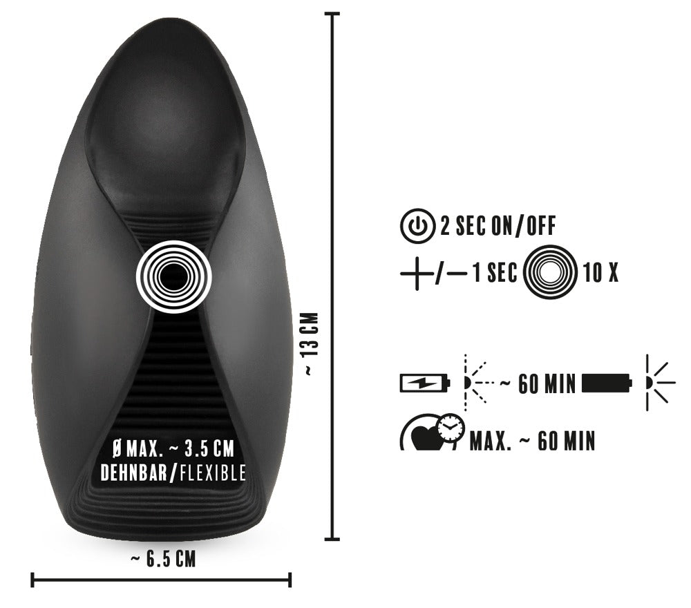 Rebel Vibrating Glans Masturbator size and operation