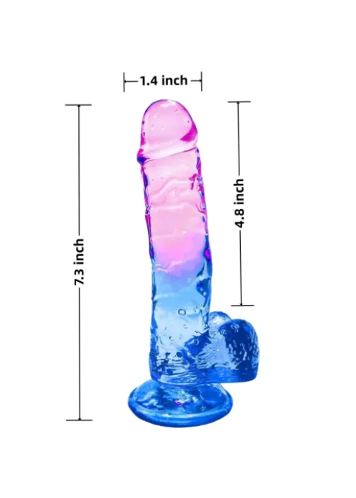 Loveangels Velvet Core Clear Purple & Blue 19cm Dildo