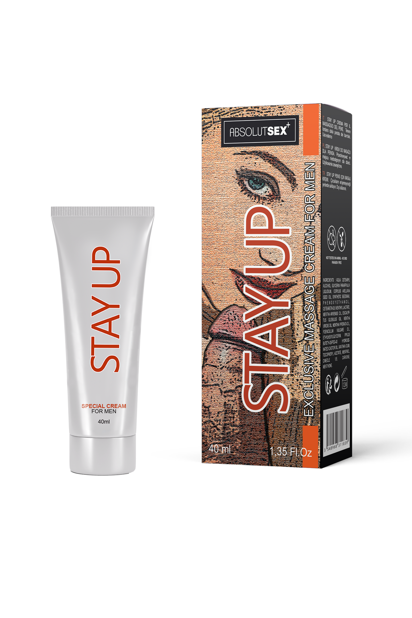 AbsolutSex Stay Up Delay Cream 40m tube and box