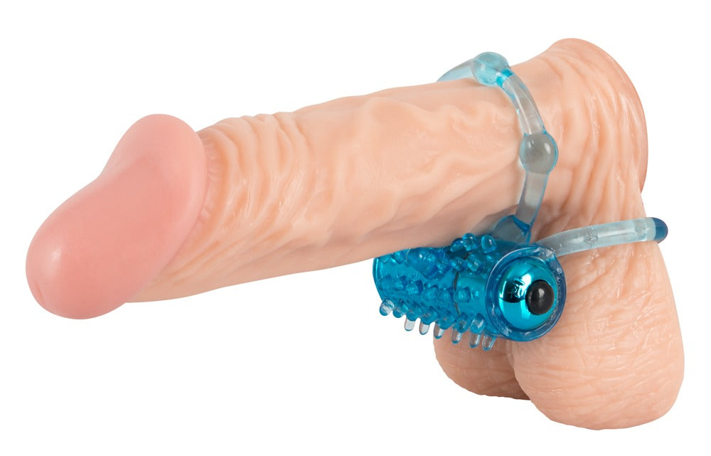 You2Toys Blue Appetizer cock and ball ring on dildo