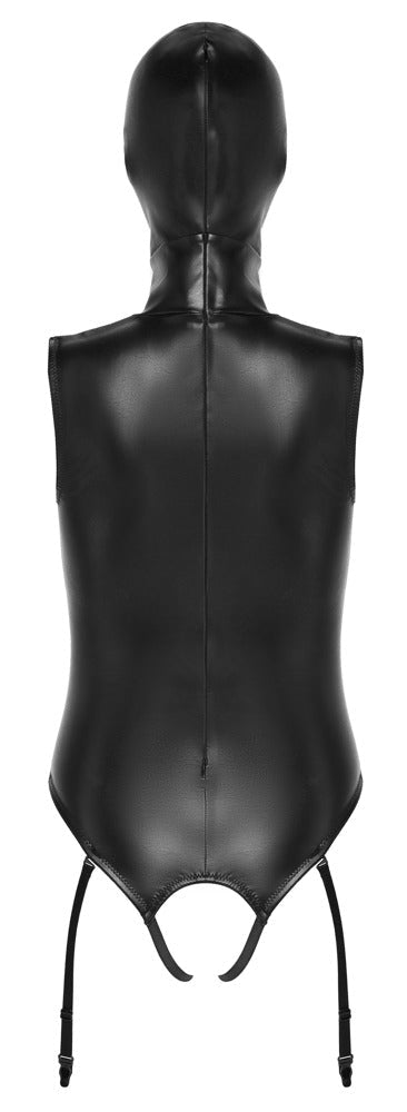 Bad Kitty Wet Look Exposure Bodysuit With Hood - Loveangels