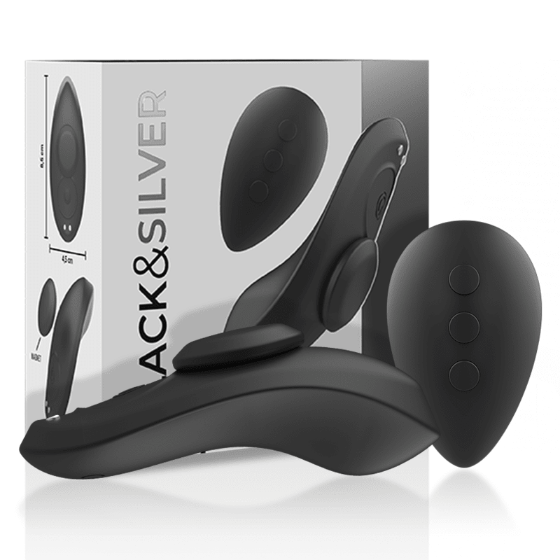 Black & Silver Preston Panty Vibrator With Remote - Loveangels