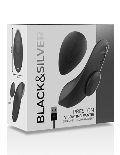 Black & Silver Preston Panty Vibrator With Remote - Loveangels