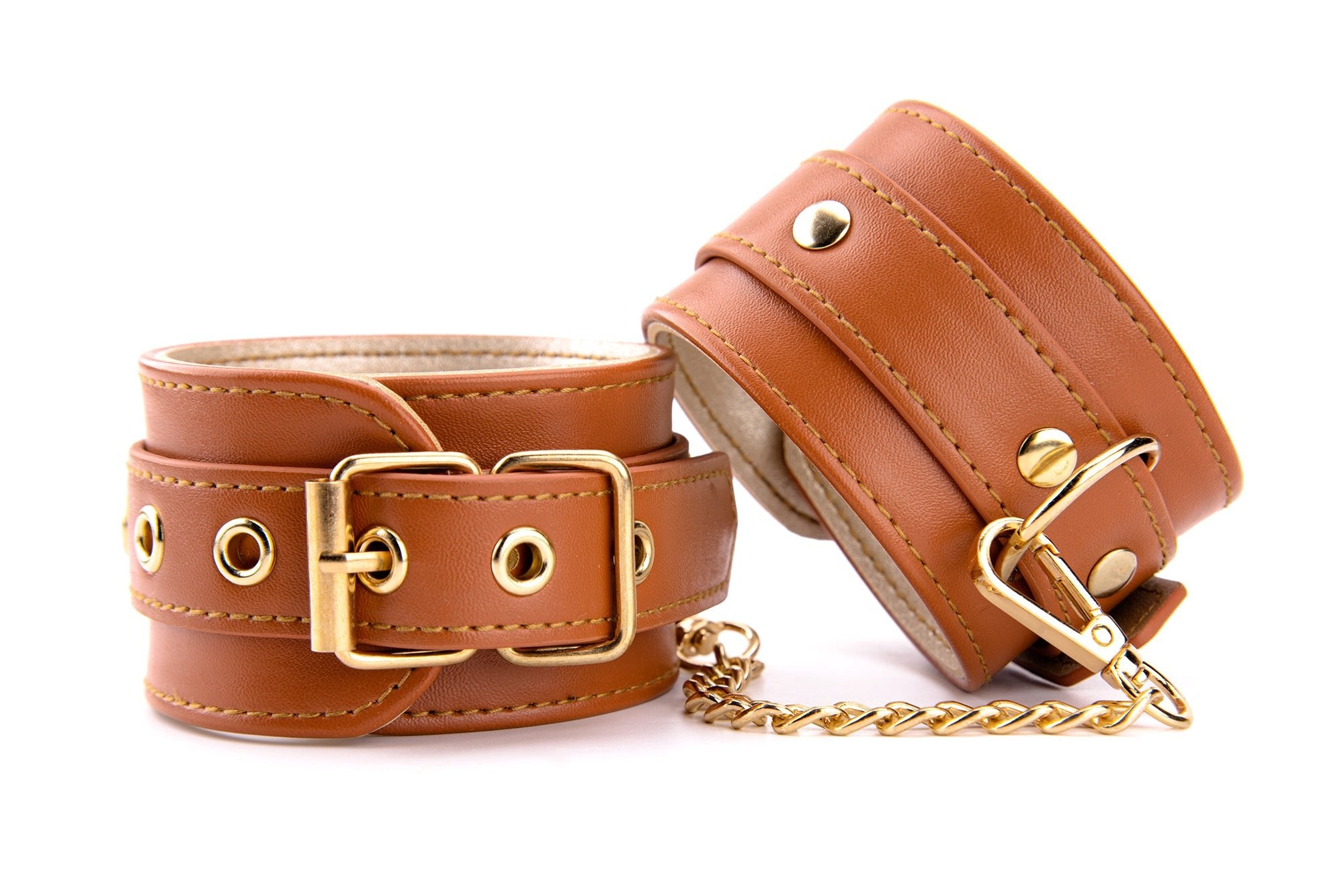 Blaze Elite Cognac Vegan Leather Anklecuffs - Loveangels