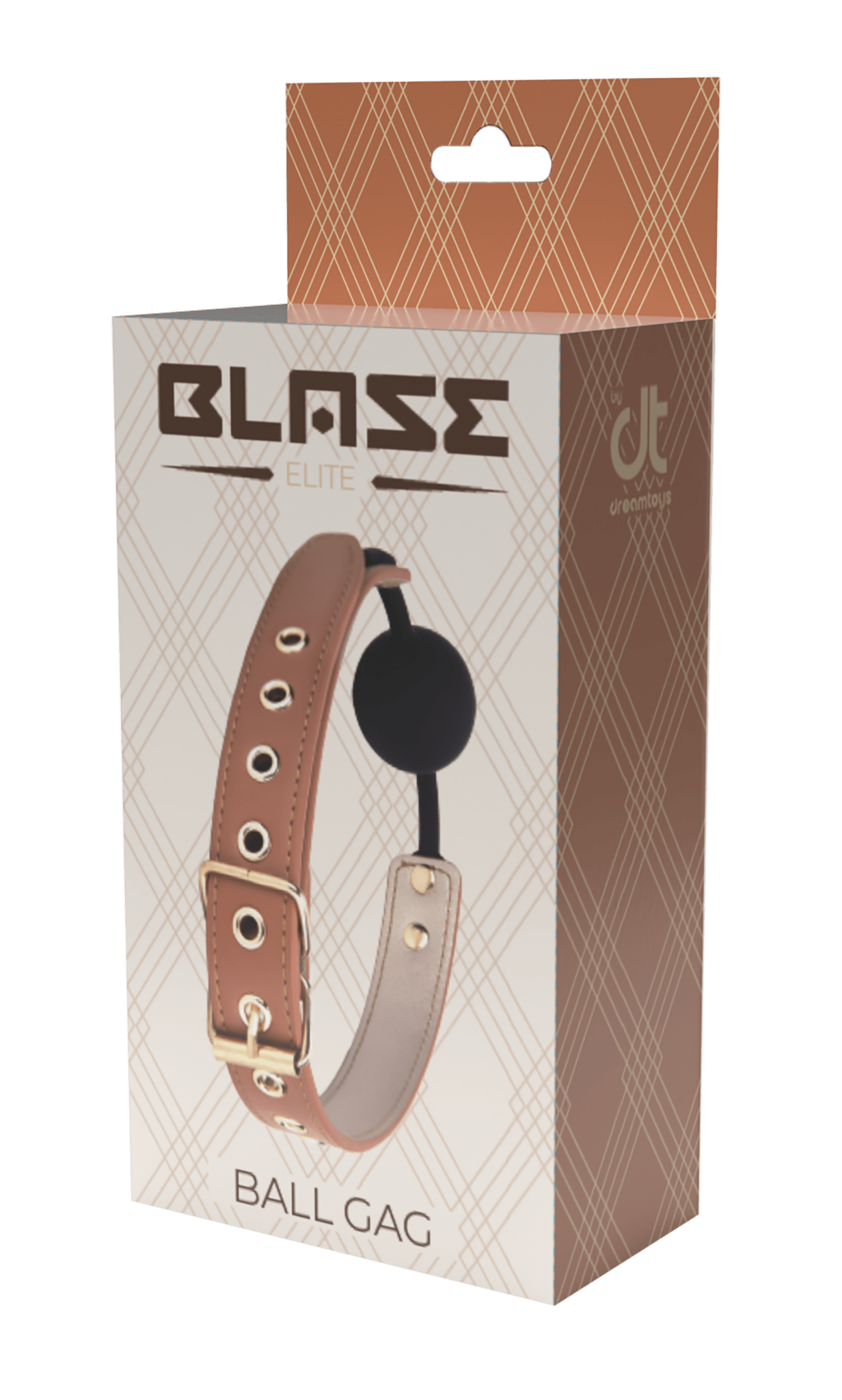 Blaze Elite Cognac Vegan Leather Ball Gag - Loveangels