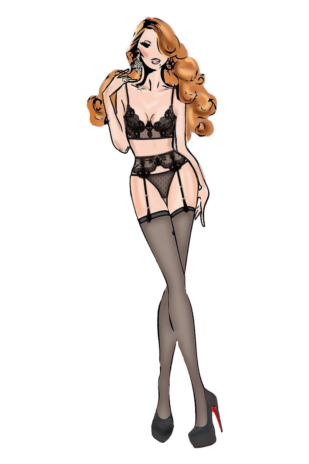 Bombshell Boudoir Peek A Boo Wire 3 Pc Set Size Large - Loveangels