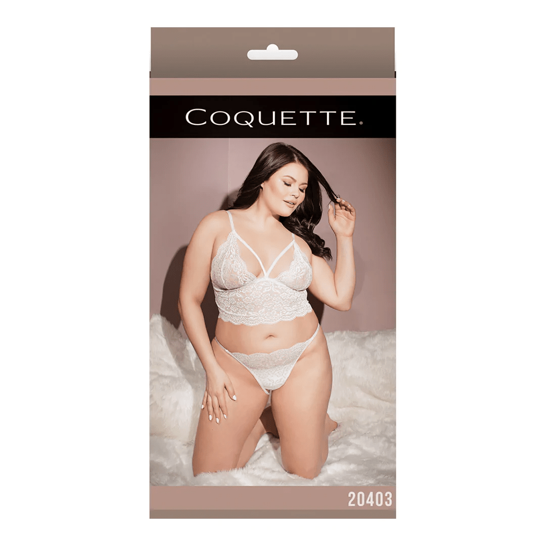 Coquette Bralette And Crotchless Panty Set Plus Size - Loveangels