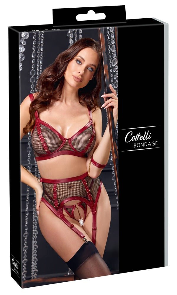 Cottelli Bondage 3 Piece Mesh Set with Cuffs - Loveangels
