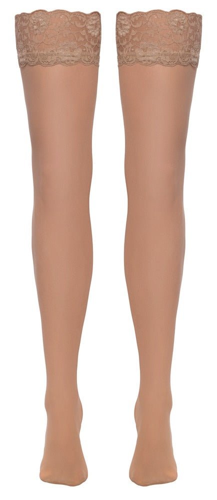 Cottelli Nude Lace Suspender Stockings - Loveangels