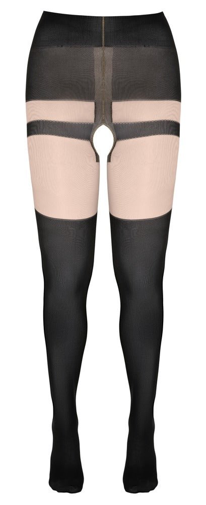 Cottelli Open Crotch Tights With Suspender Design - Loveangels