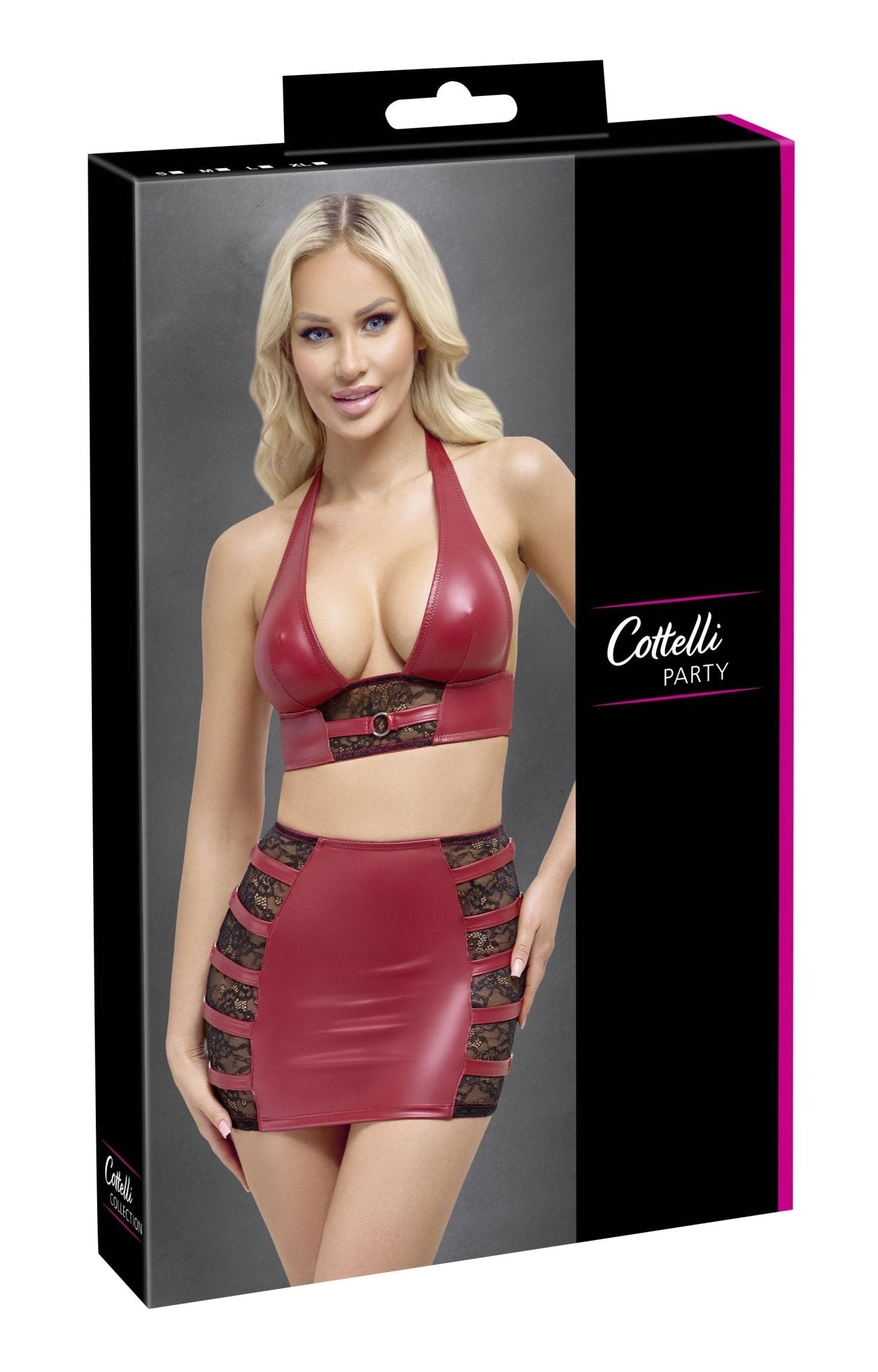 Cottelli Party 2pc Crop Top And Mini Skirt Set Size Medium - Loveangels