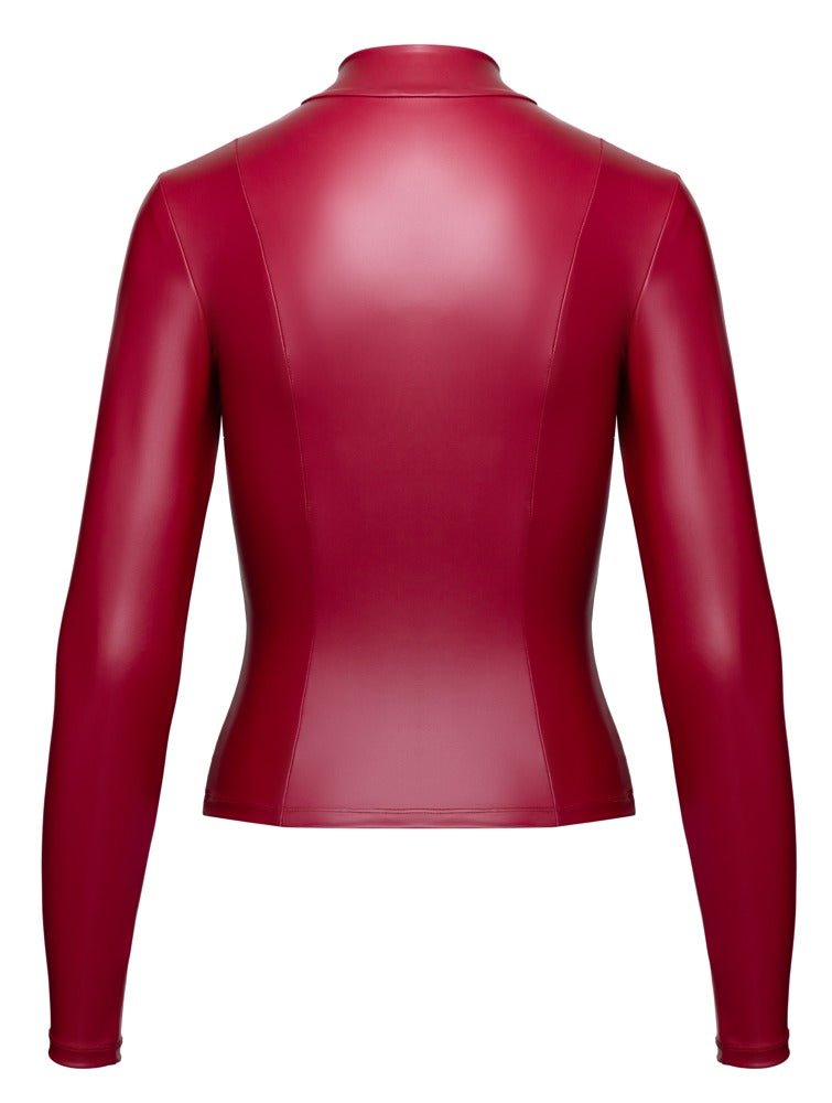 Cottelli Party Fitted Zip-Front Top – Red Matt Look - Loveangels