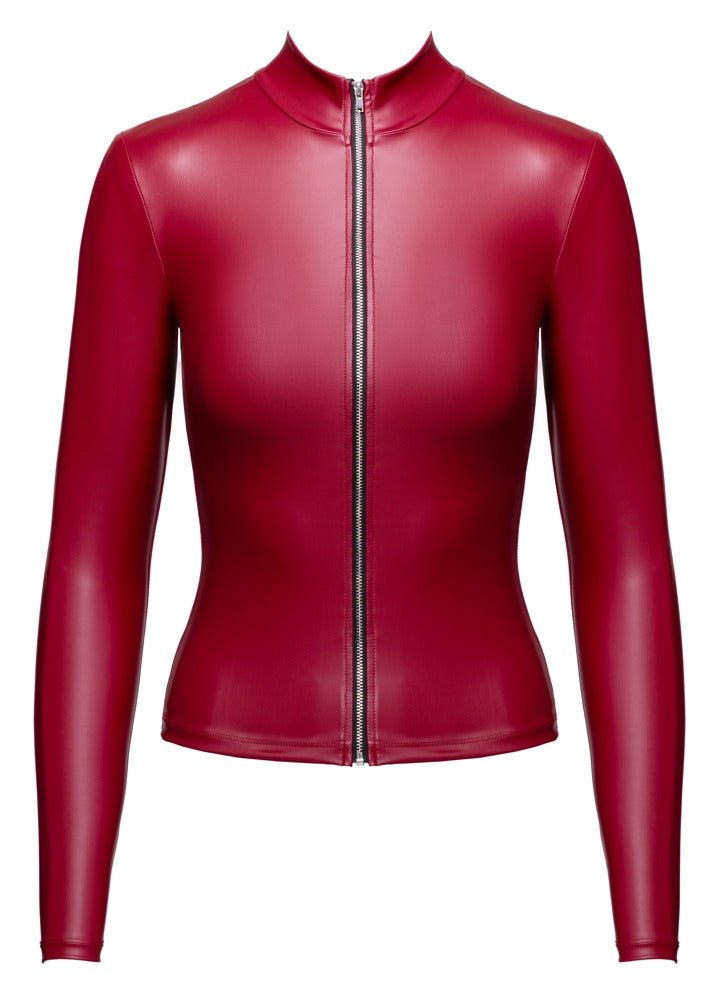 Cottelli Party Fitted Zip-Front Top – Red Matt Look - Loveangels