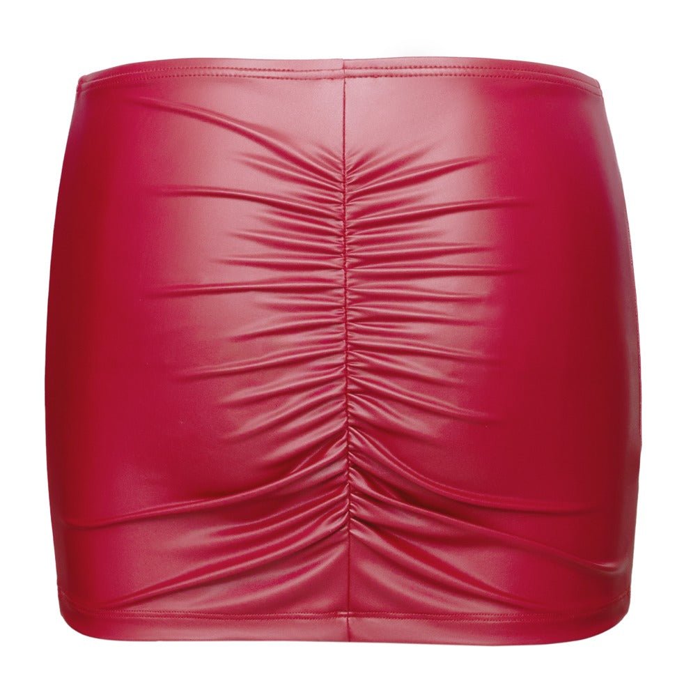 Cottelli Party Ruched Mini Skirt – Red Matt Look - Loveangels