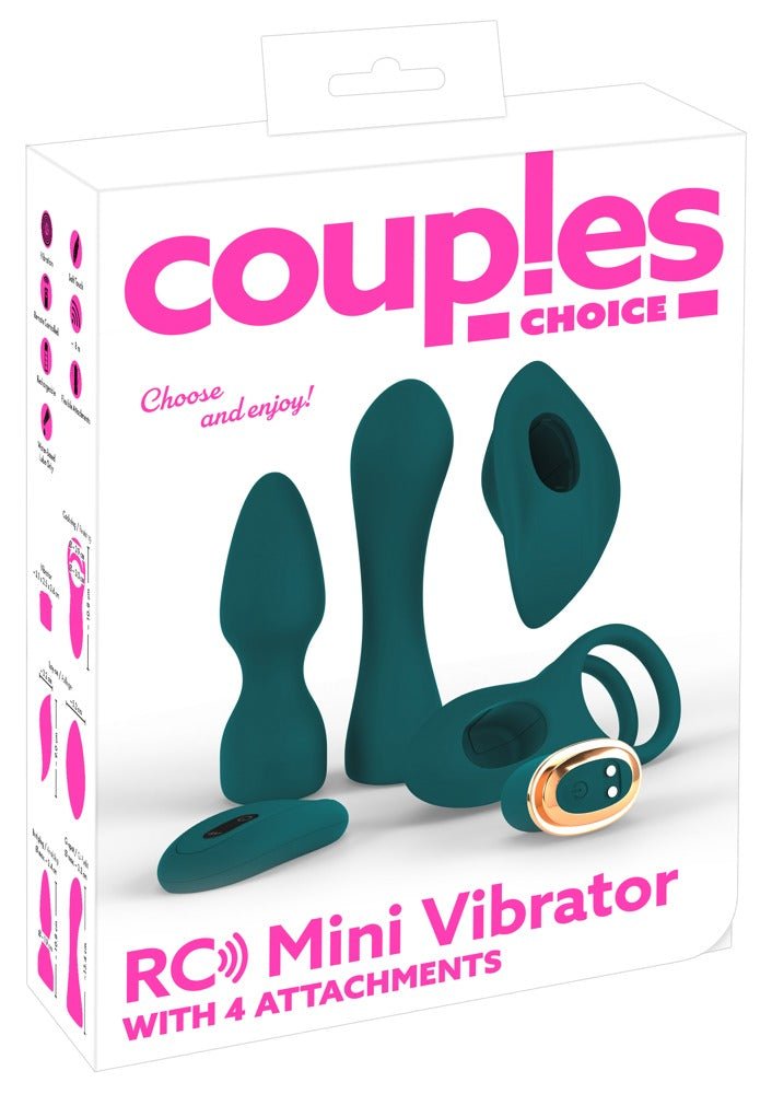 Couples Choice Remote Control Mini Vibrator with 4 Attachments - Loveangels