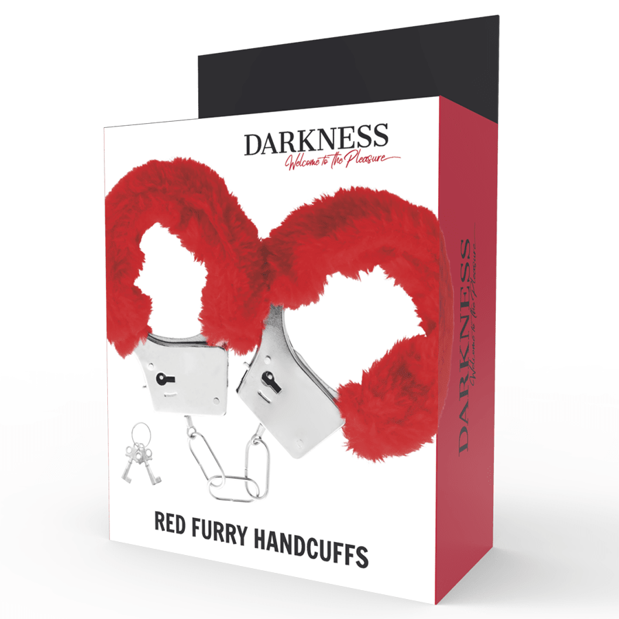 Darkness Red Furry Handcuffs - Loveangels