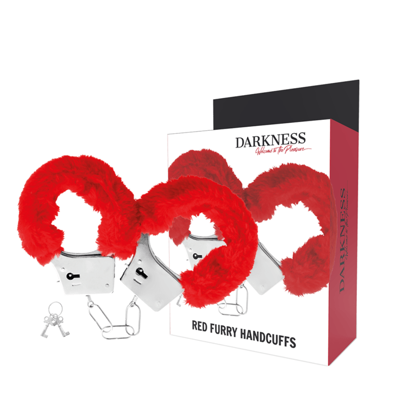 Darkness Red Furry Handcuffs - Loveangels