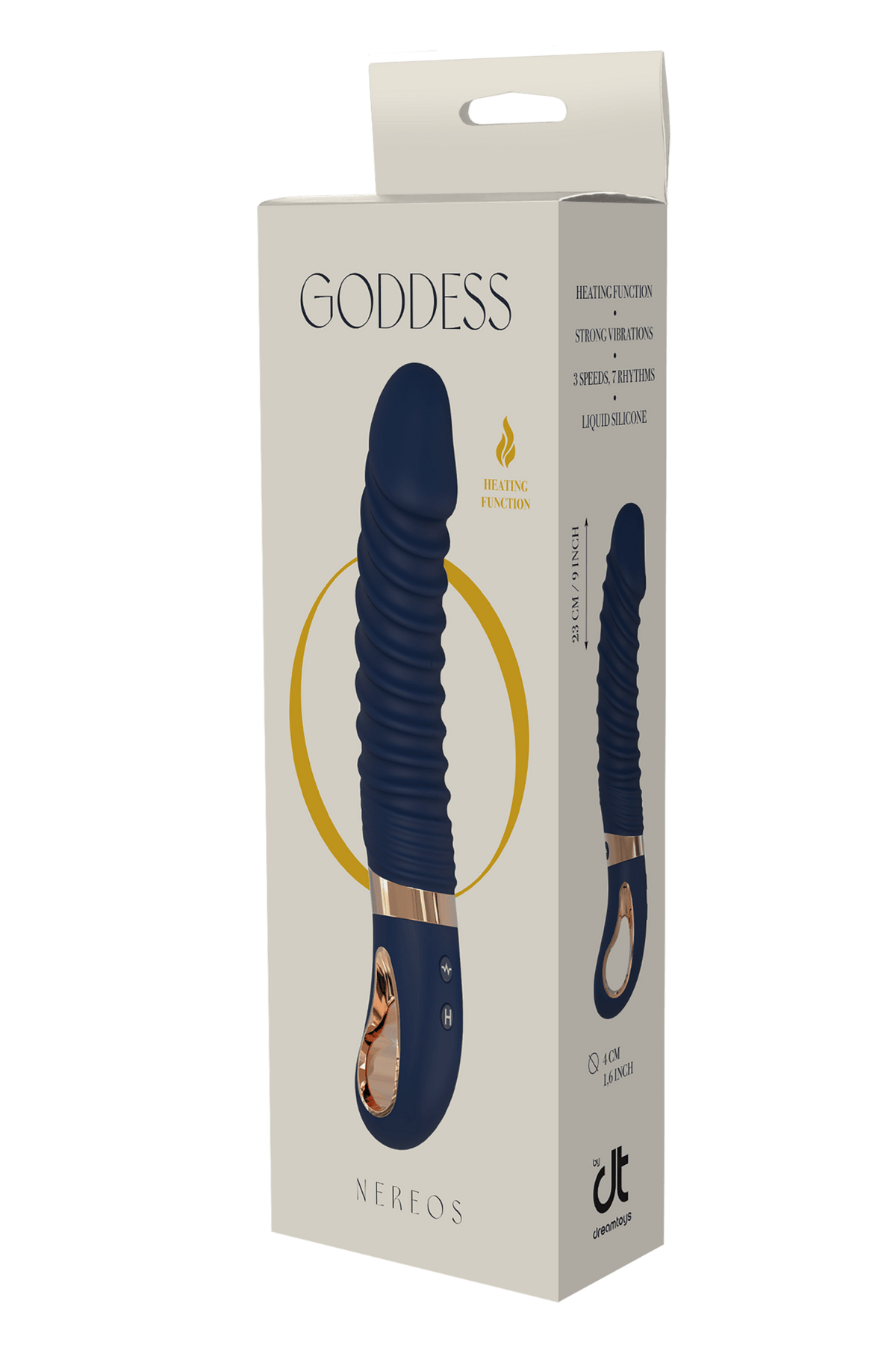 DreamToys Goddess Collection Nereos Liquid Silione Ribbed Vibrator With Heat - Loveangels