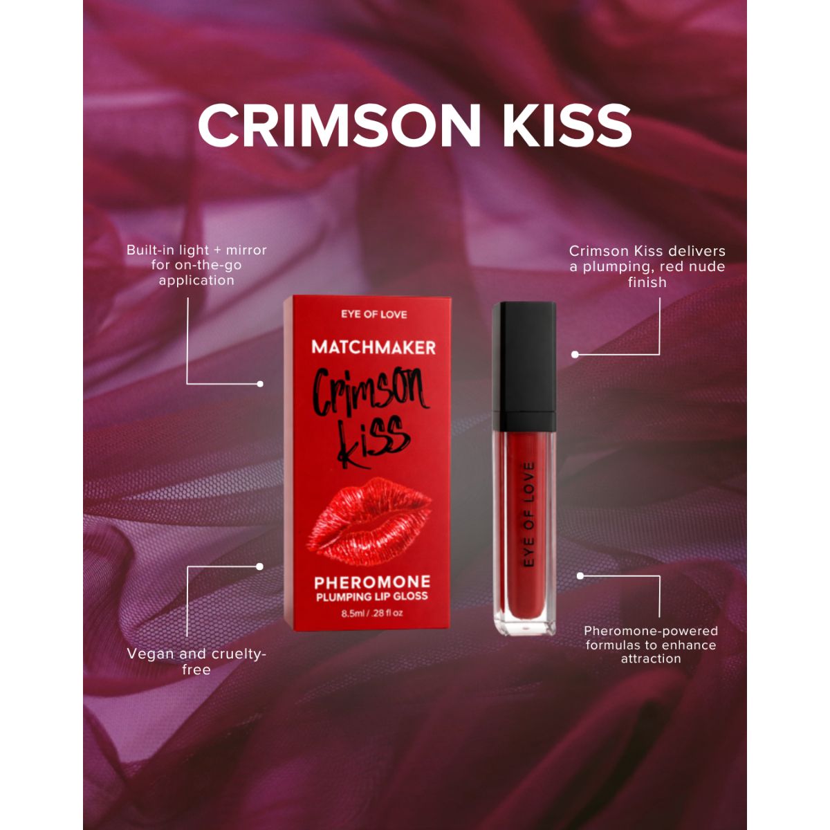 Eye of Love - Matchmaker Kiss Chemistry Lip Gloss - Crimson Kiss - Loveangels