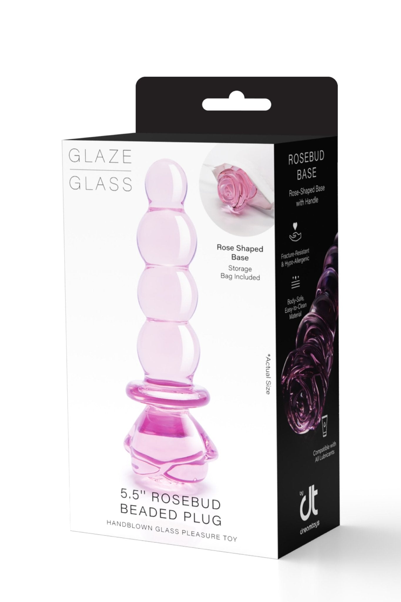 Glaze Glass Rosebud Beaded 5.5 Inch Plug - Loveangels
