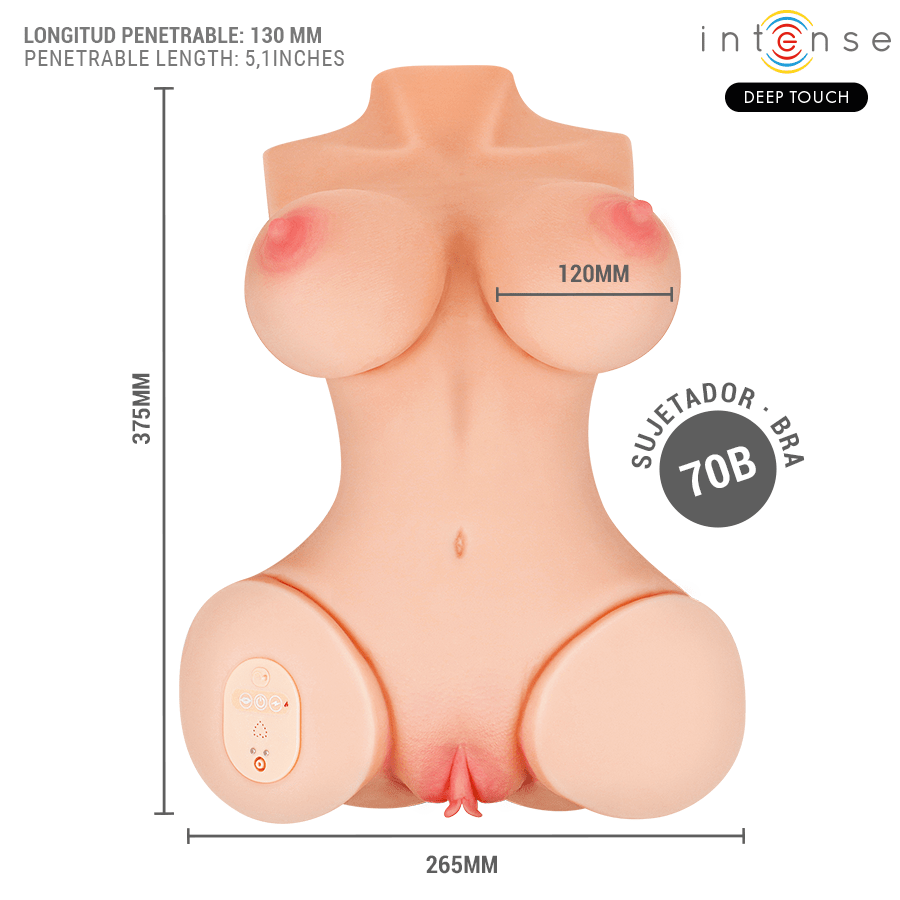 Intense Deep Touch Vero Remote Control Torse With Suction, Heat, Vibration And Voice - Loveangels