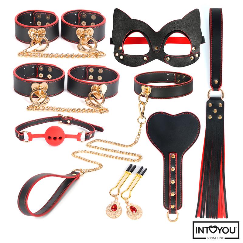 IntoYou 8pc Black And Red Bondage Set - Loveangels