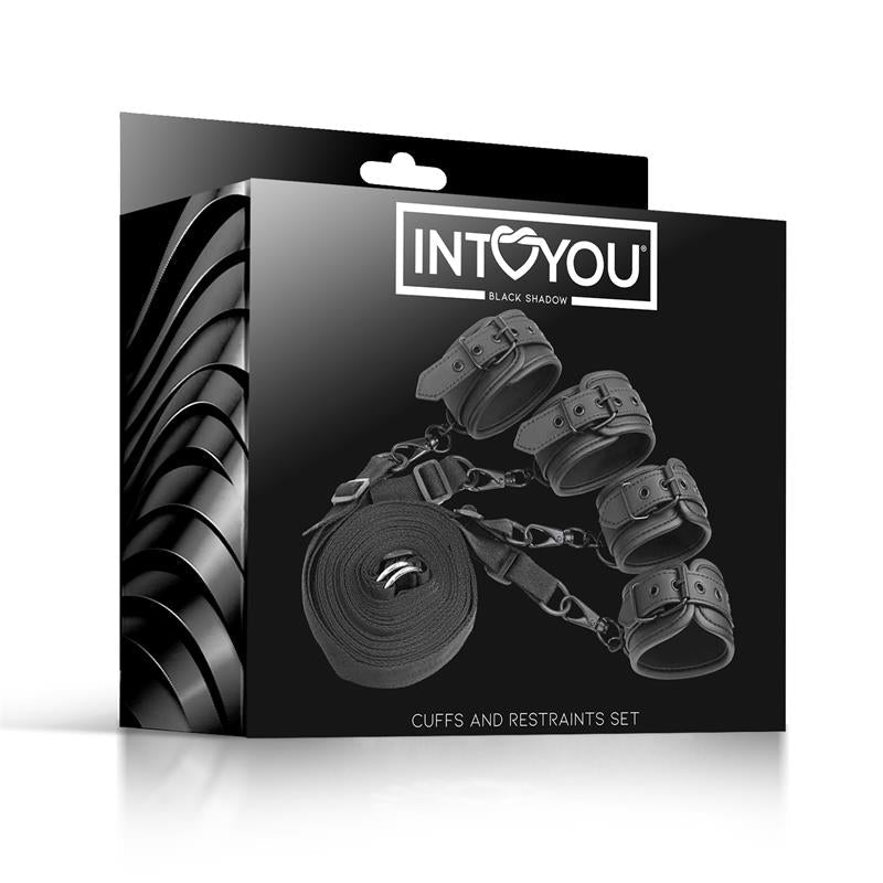 IntoYou Black Shadow Vegan Leather Bed Restraints - Loveangels