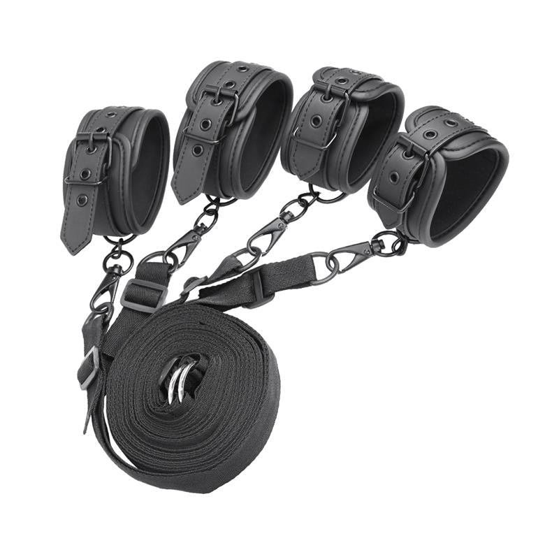 IntoYou Black Shadow Vegan Leather Bed Restraints - Loveangels