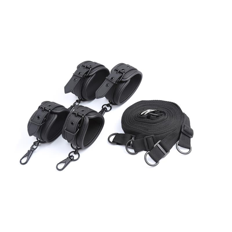 IntoYou Black Shadow Vegan Leather Bed Restraints - Loveangels