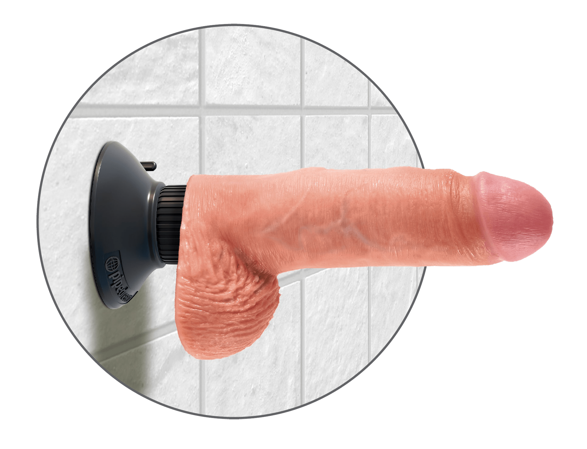 King Cock 7 Inch Vibrating Cock With Balls Light - Loveangels