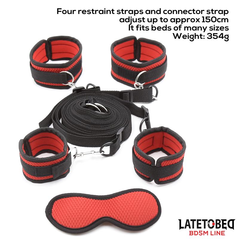 Late To Bed Bed Bondage Kit With Blindfold - Loveangels