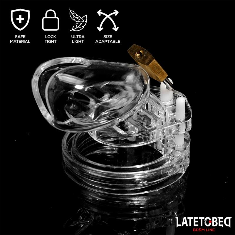 Latetobed BDSM Line Chastity Penis Cage Short Clear - Loveangels