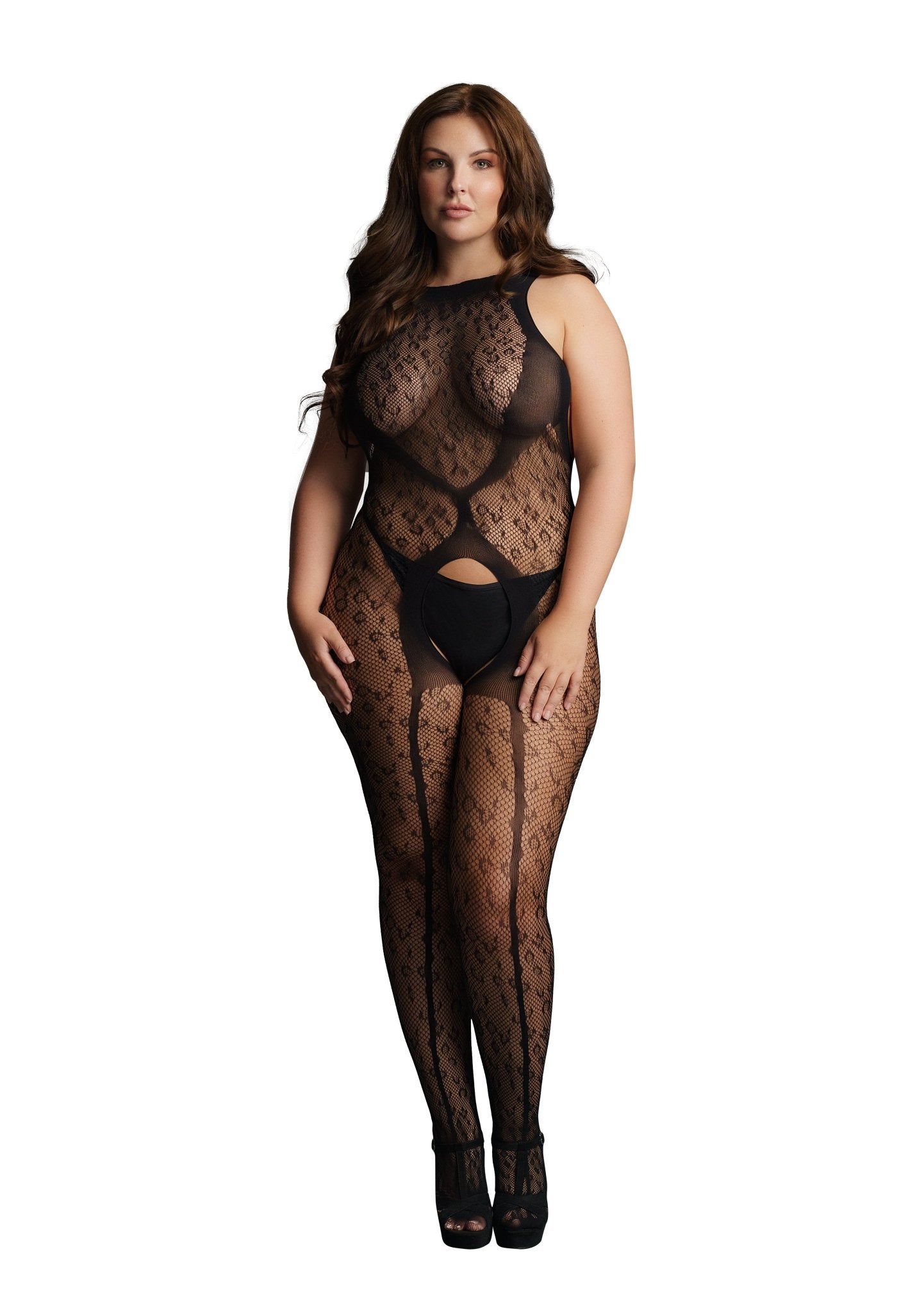 Le Désir Crotchless Leopard Bodystocking - Plus Size - Loveangels