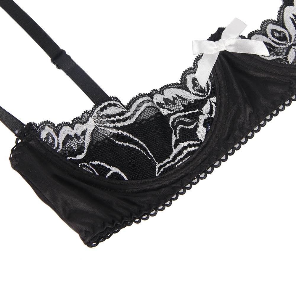 Loveangels 3 Piece Open Bust Bra And Garter Panty Set - Loveangels