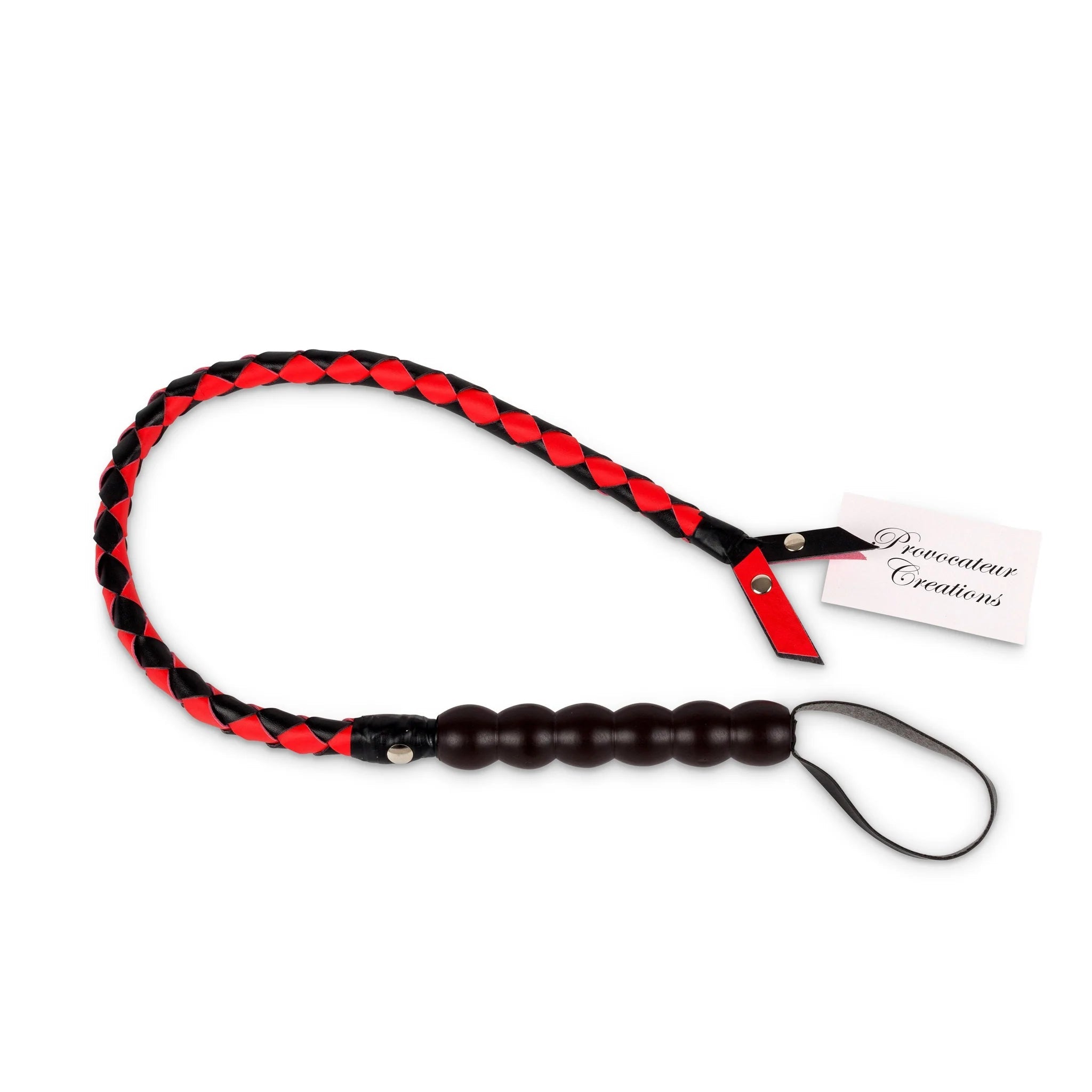 Loveangels 3ft Red Black PU Leather Braided Whip - Loveangels