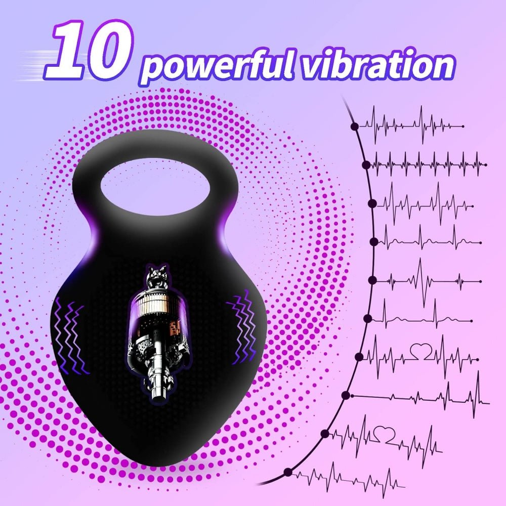 Loveangels Black Link X Vibrating Brush Cock Ring - Loveangels