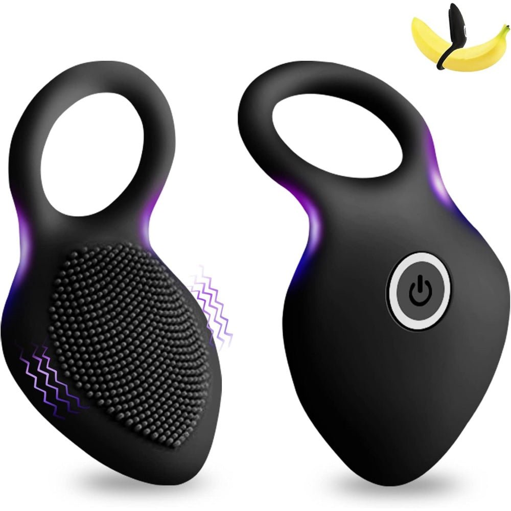 Loveangels Black Link X Vibrating Brush Cock Ring - Loveangels