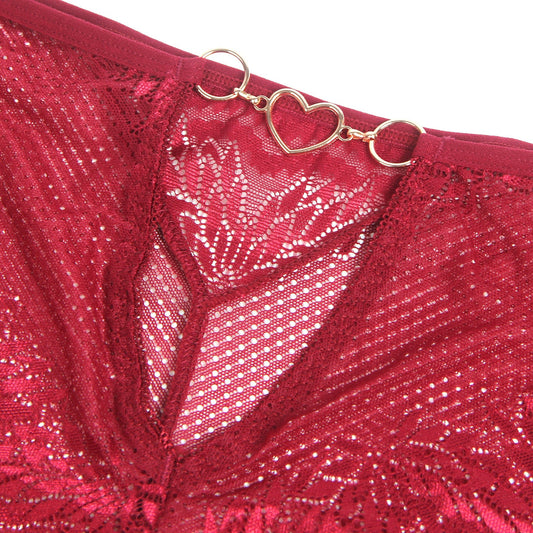 Loveangels Burgundy Panties With Heart Chain - Loveangels