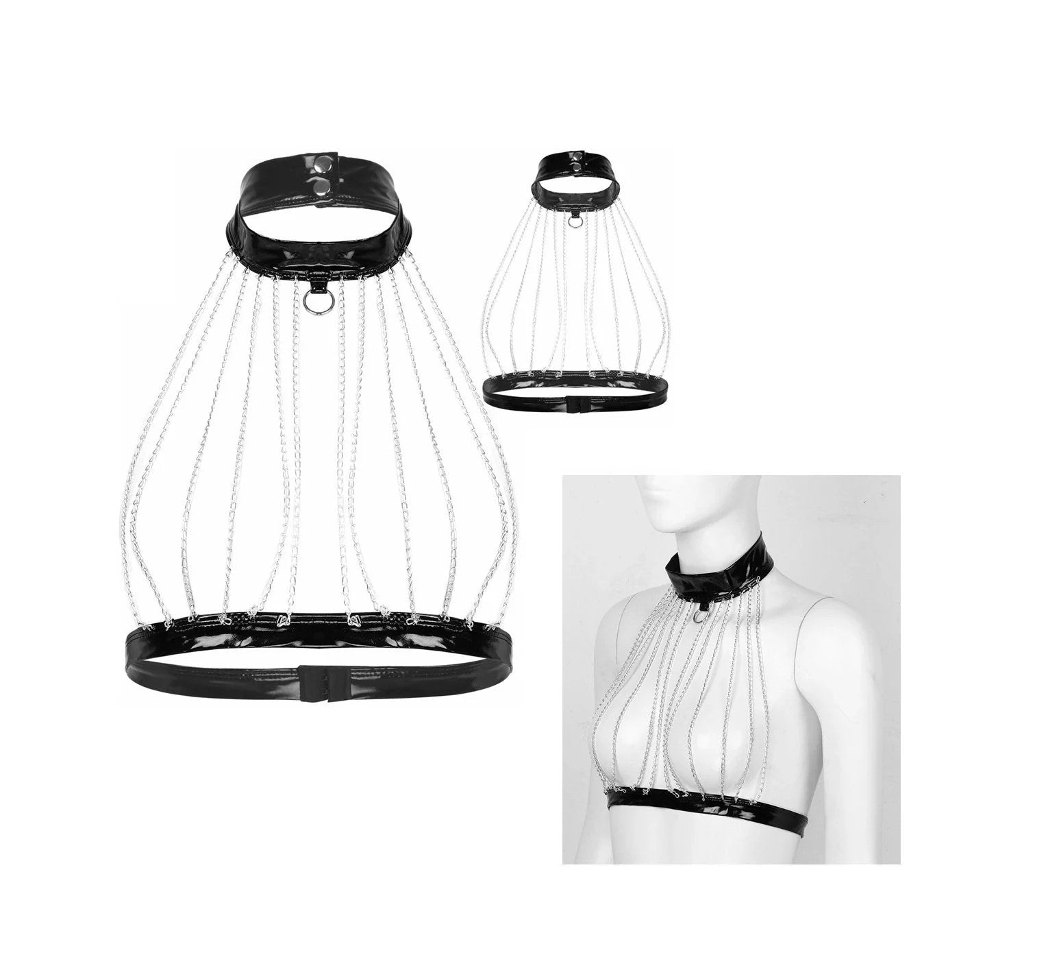 Loveangels Chain Cage Bra With Leash Loop - Loveangels