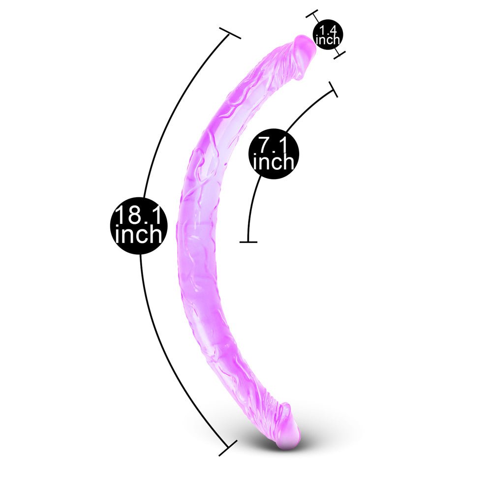 Loveangels Double Dones 17.5'' Clear Purple Double Ended Dildo - Loveangels