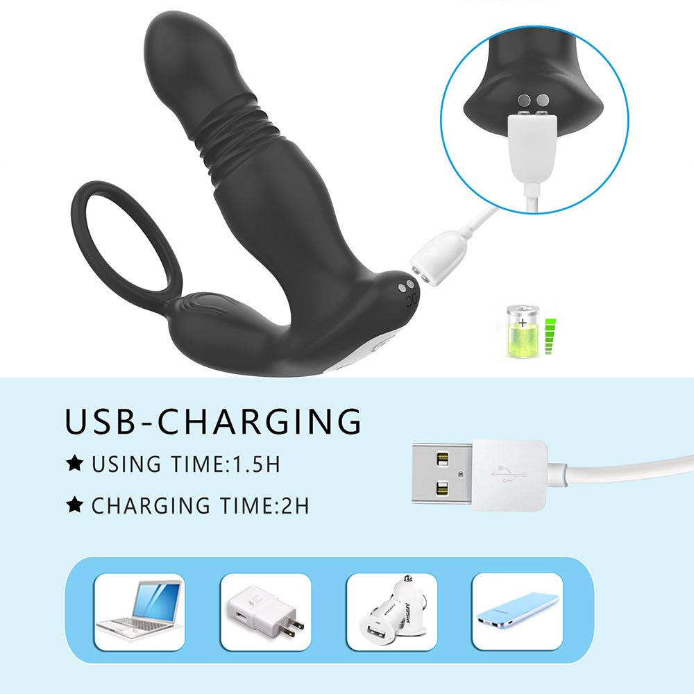 Loveangels Dual Wave Remote Control Thrusting Vibrator - Loveangels
