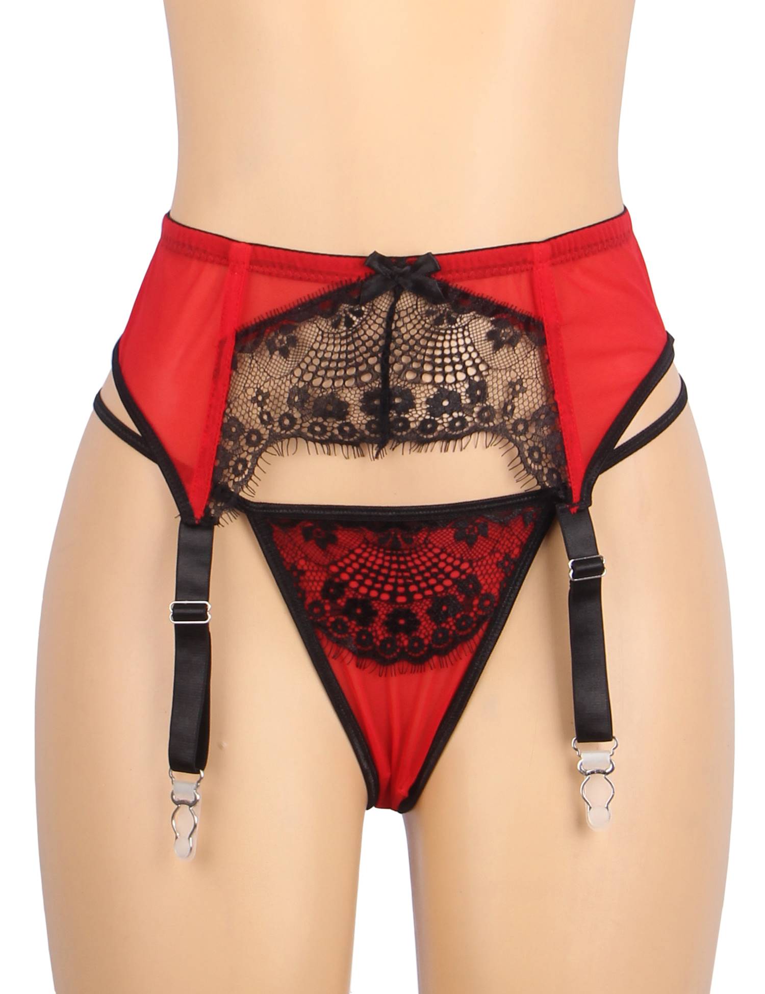 Loveangels Eyelash Lace Garter Belt And Panty Set - Loveangels